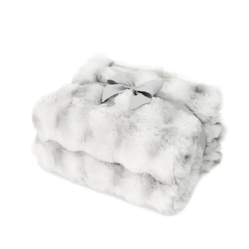 Gemline Ivory Frost Ruched Faux Fur Recycled Polyester Blanket