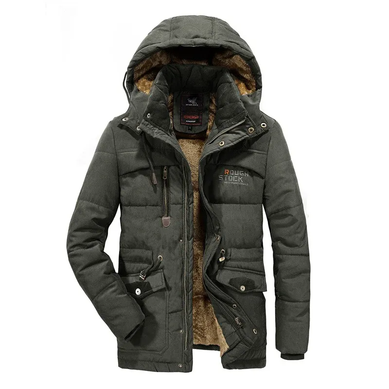 Herren wattierte Parka mit Kapuze und Teddyfutter Multitaschen – Marzano