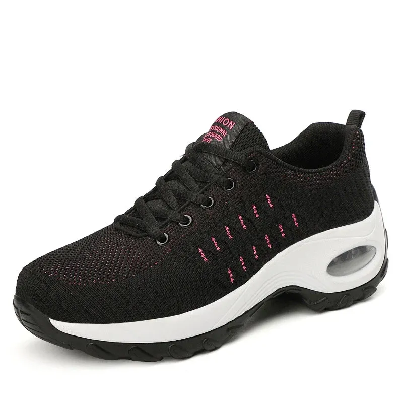 Damen urbaner Komfort-Sneaker mit sichtbarer Luftdämpfung und nahtlosem Maschenoberteil – Névara