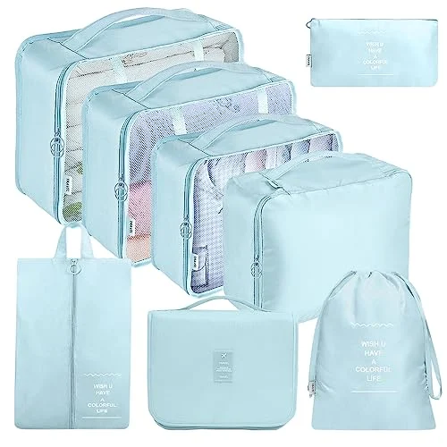 8-Piece Packing Cubes, Clothes Bags, Suitcase Organiser for Holidays and Travel, Packing Cube Set, Travel Cube, Organiser System for Suitcases