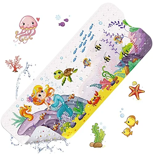 Children's bath mat, anti-slip mat 100 x 40 cm shower mat non-slip bath mat ocean motifs (Mermaid)