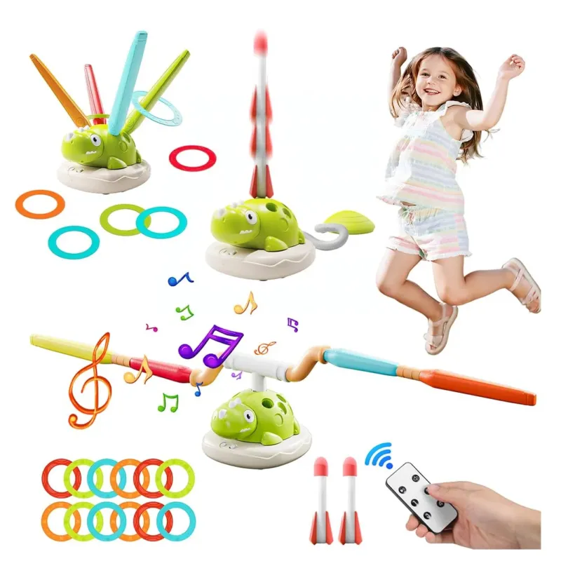 Outdoor Games for Children, Dinosaur Garden Toy Children. Rocket Toy, Music Jump Rope, Gift Children