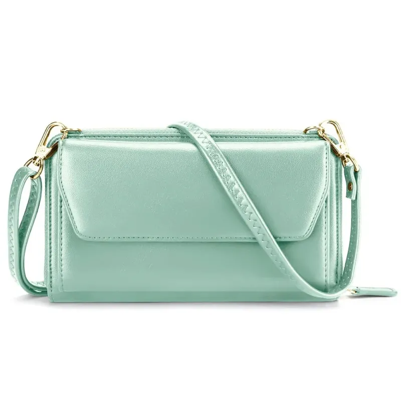 Small wallet with credit card holders, cell phone pocket with zipper around 2 straps