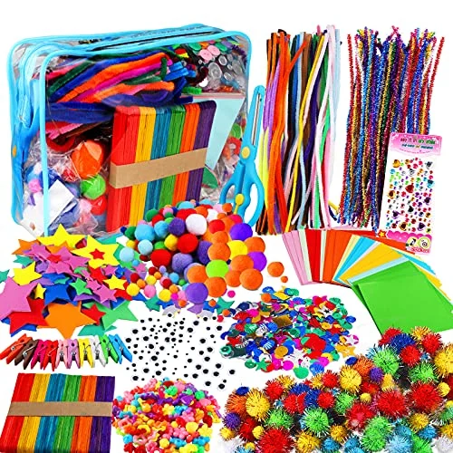 Children's craft kit,scrapbooking craft kit, googly eyes, feathers, beads