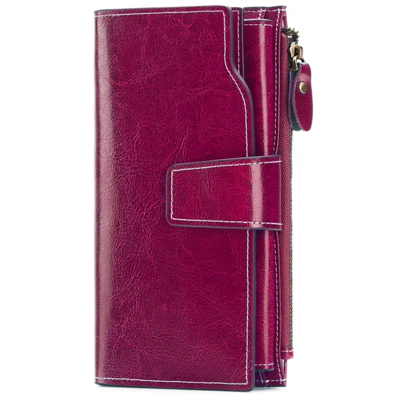 Vegan Leather Wallet RFID Protection Large Many Compartments Long Wallet with 20 Card Slots
