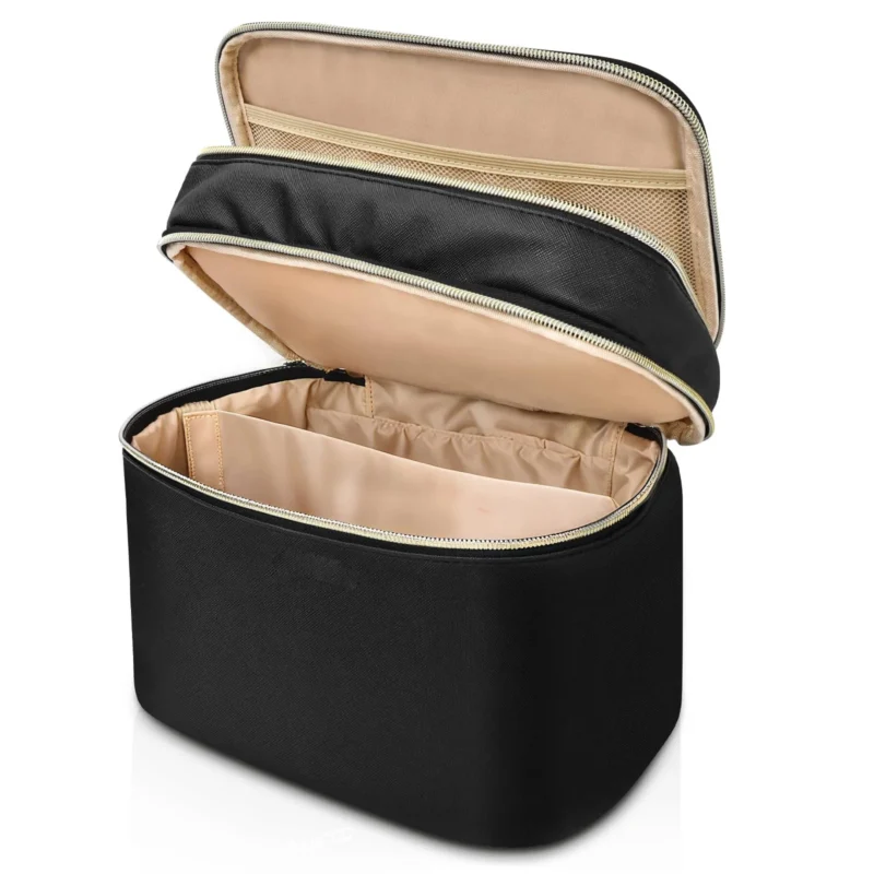 Cosmetic Bag, Toiletry Bag, Large Double Layer Makeup Bag with Mirror