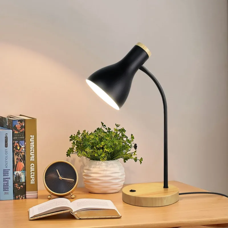 Table Lamp LED Reading Lamp Bedside Lamp with Wood Design
