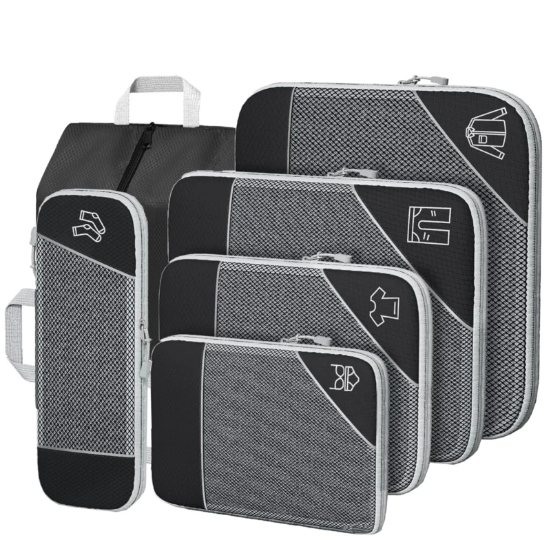 Organizer Set, 6 Compression Packing Cubes, Suitcase Organizer, Travel Organizer