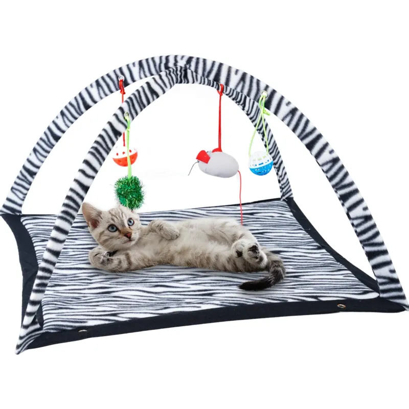 Multifunctional Pet Mat for Kittens and Cats, Soft Fleece Foldable Interactive Activity Toy Mat