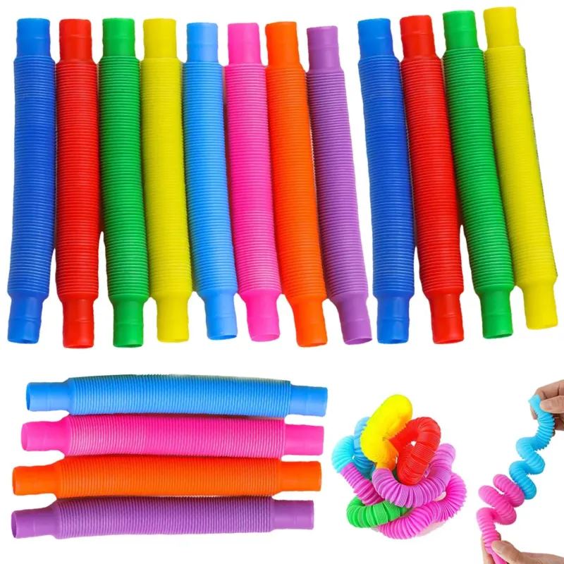 16 Pieces Pop Tubes Newest Multicolor Stretch Tube Mini Pop Tubes Sensory Toys