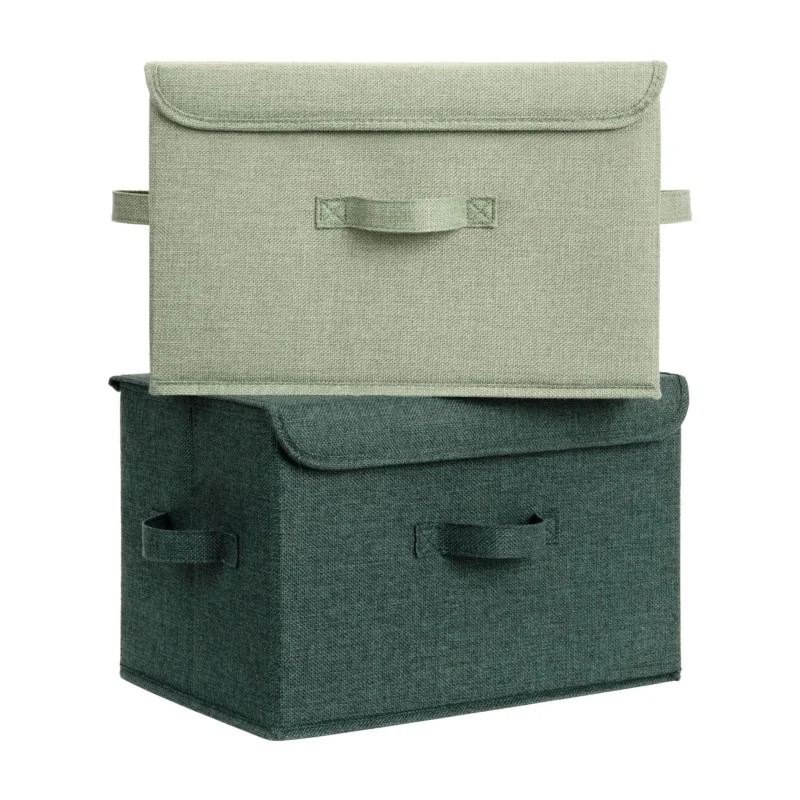 Storage Boxes with Lid, Pack of 2 Boxes Storage, Foldable Storage Box with Lid Fabric