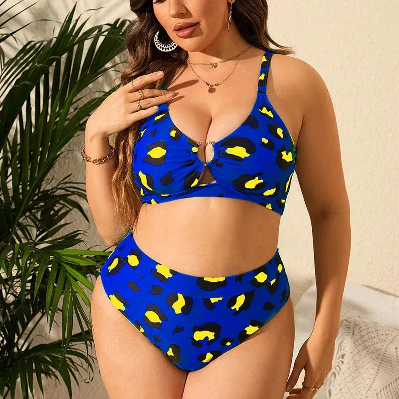Damen Hochgeschnittener Bikini mit Leopardenmuster und unterstützendem Oberteil – Maréssa