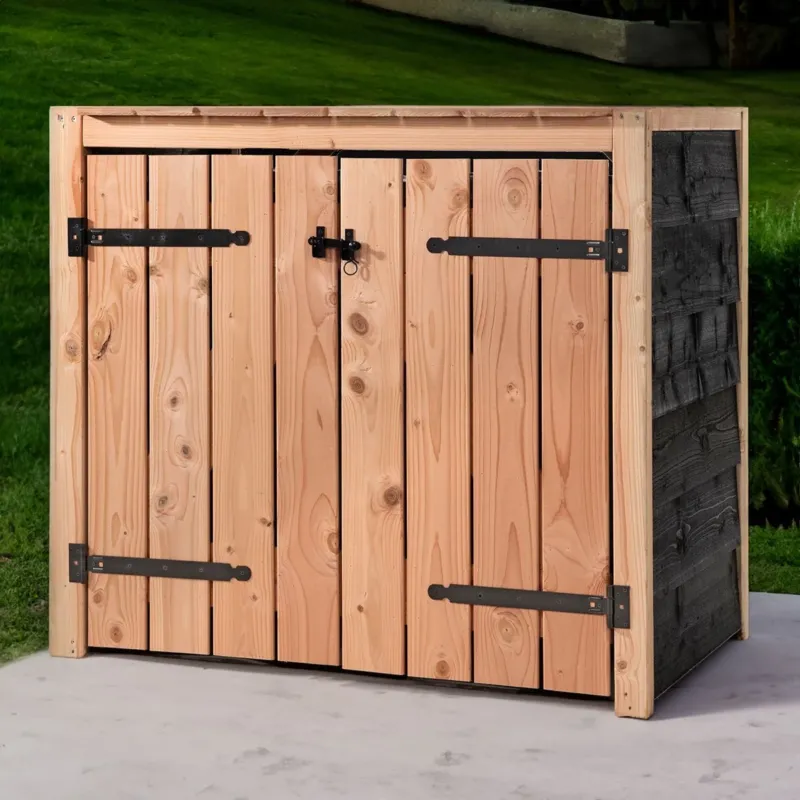 Douglasienholz-Mülltonnenbox Schwarz 2x 240 Liter 134 × 88 × 119 cm