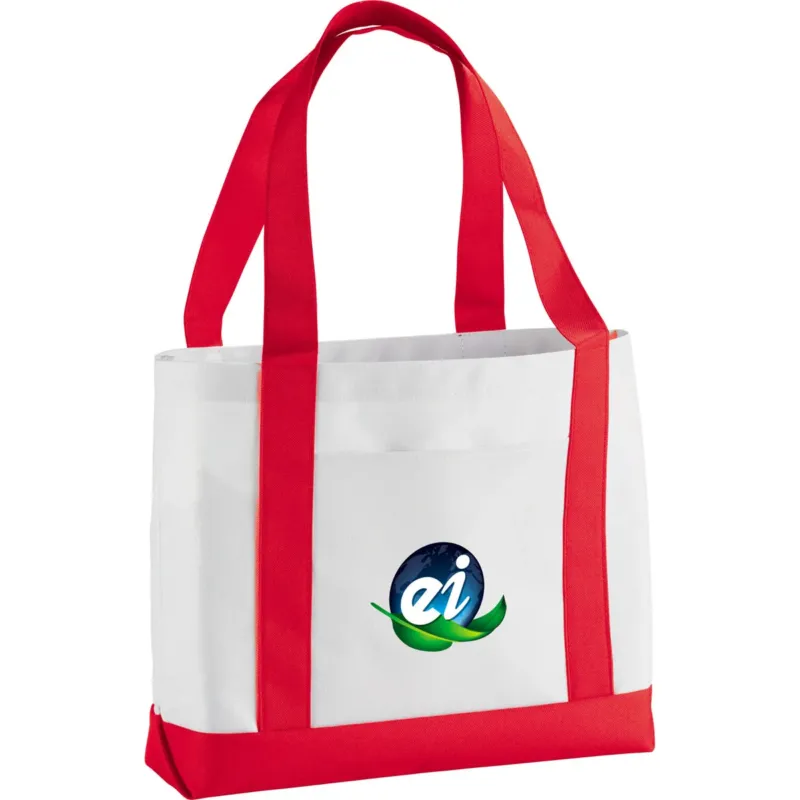 Bullet White with Red Trim Large Tote