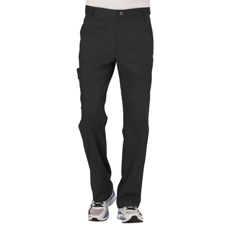 Cherokee Men's Black Workwear Revolution Fly Front Drawstring Cargo Pant